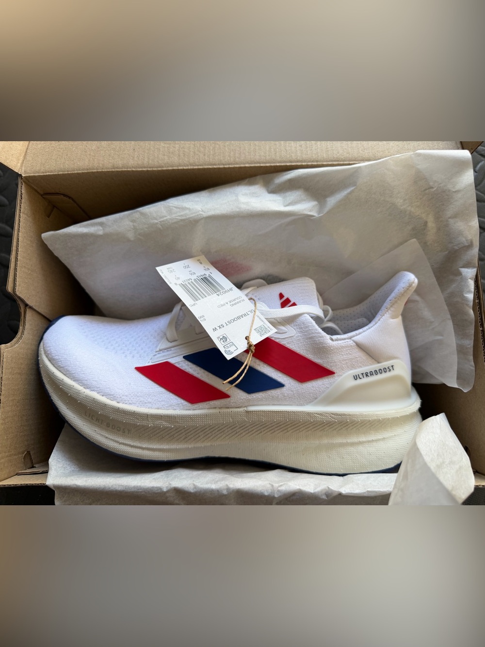 adidas Ultraboost 5X W Sneakers - White with Red & Blue Accents